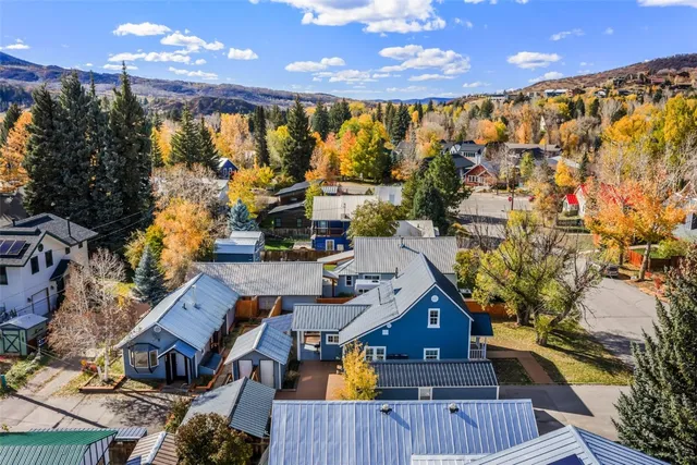 an aerial view of multiple houses