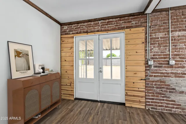 a view of a room that has a window in it