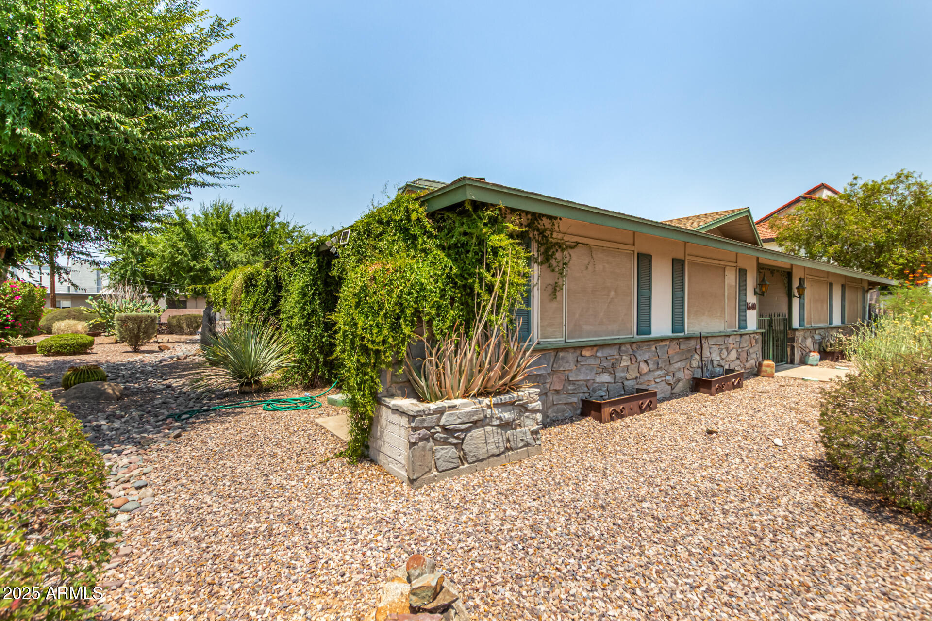 3540 East Montecito Avenue, Unit 1 Phoenix, AZ 85018 - Photo 3 of 26 a backyard of a house with potted plants and large tree