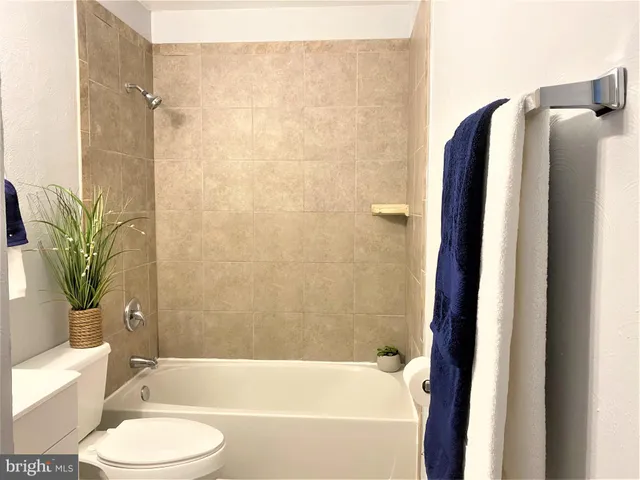 a bathroom with a shower a toilet and a bathtub
