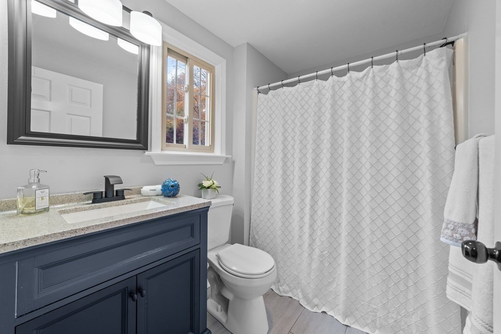 38 Wayside Lane Ashland, MA 01721 - Photo 30 of 40 a bathroom with a granite countertop sink toilet and a mirror