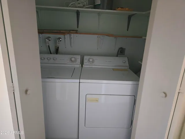 a close up view of washer and dryer