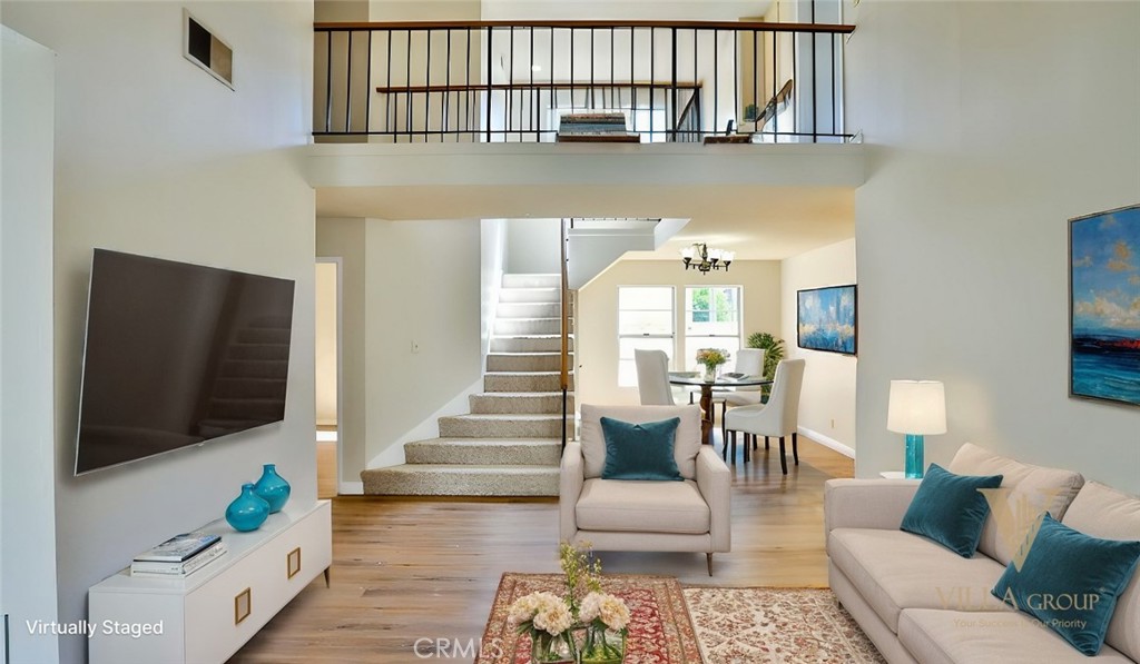 An open Living room/Dining room combo