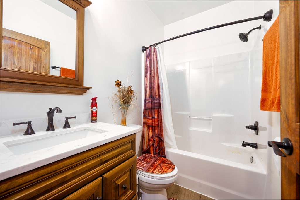 3234 Winding Stairs Road Topton, NC 28781 - Photo 17 of 32 a bathroom with a sink a toilet and a bathtub