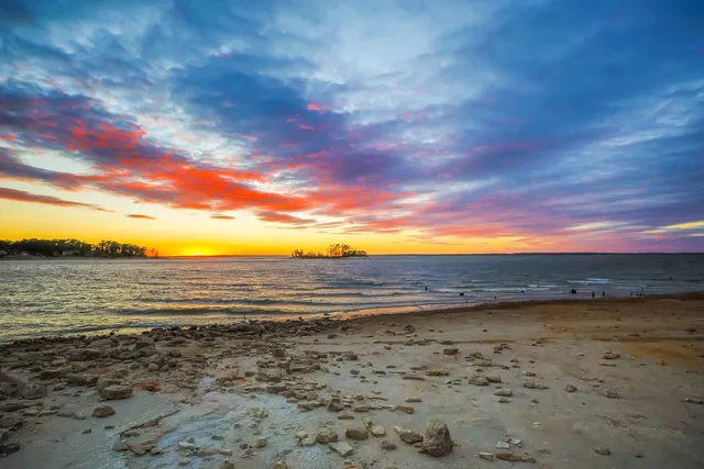a view of an ocean beach