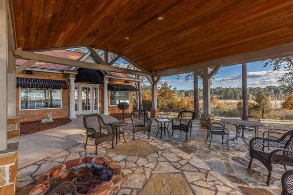 a outdoor space with lots of tables and chairs
