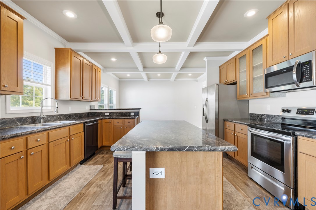 17030 Egglestetton Road Amelia Court House, VA 23002 - Photo 10 of 36 a kitchen with stainless steel appliances granite countertop a sink a stove and oven