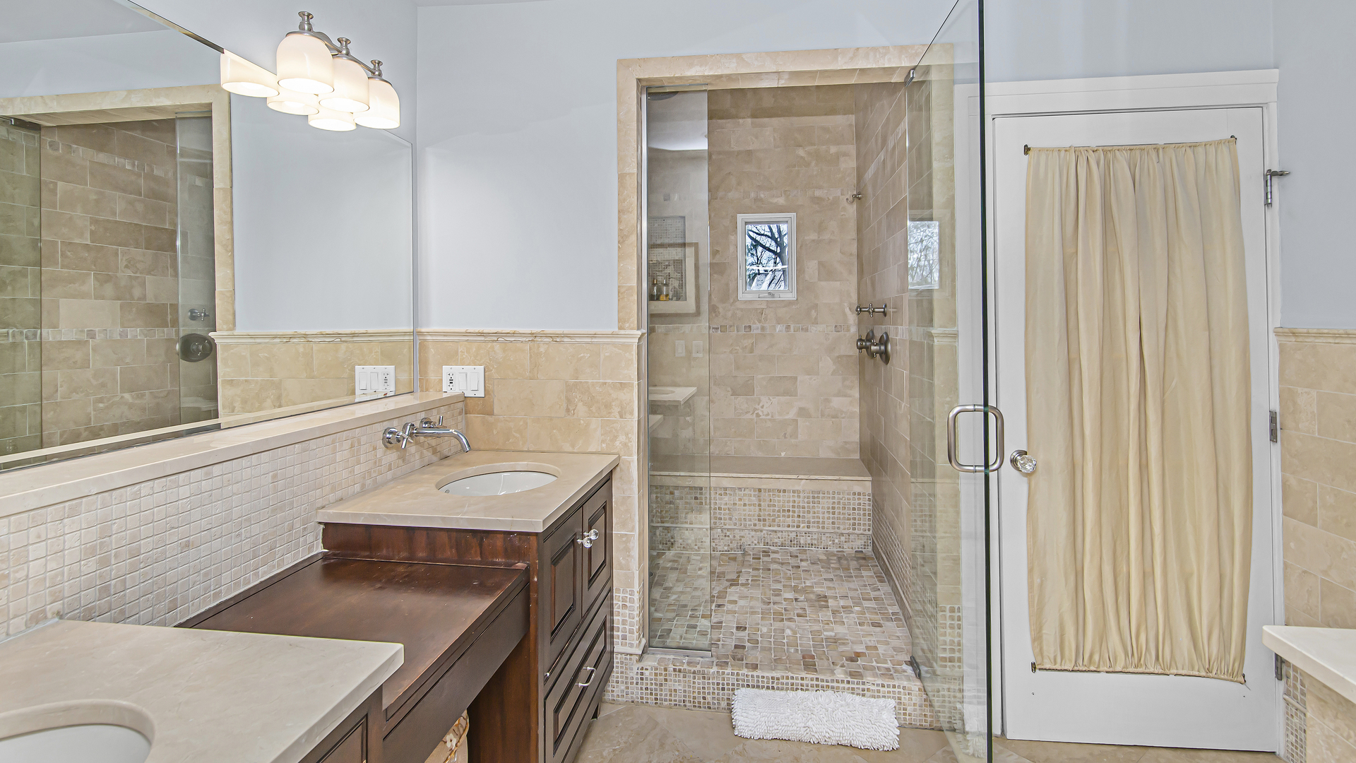 159 Fuller Lane Winnetka, IL 60093 - Photo 11 of 13 a bathroom with a sink vanity granite shower and a mirror