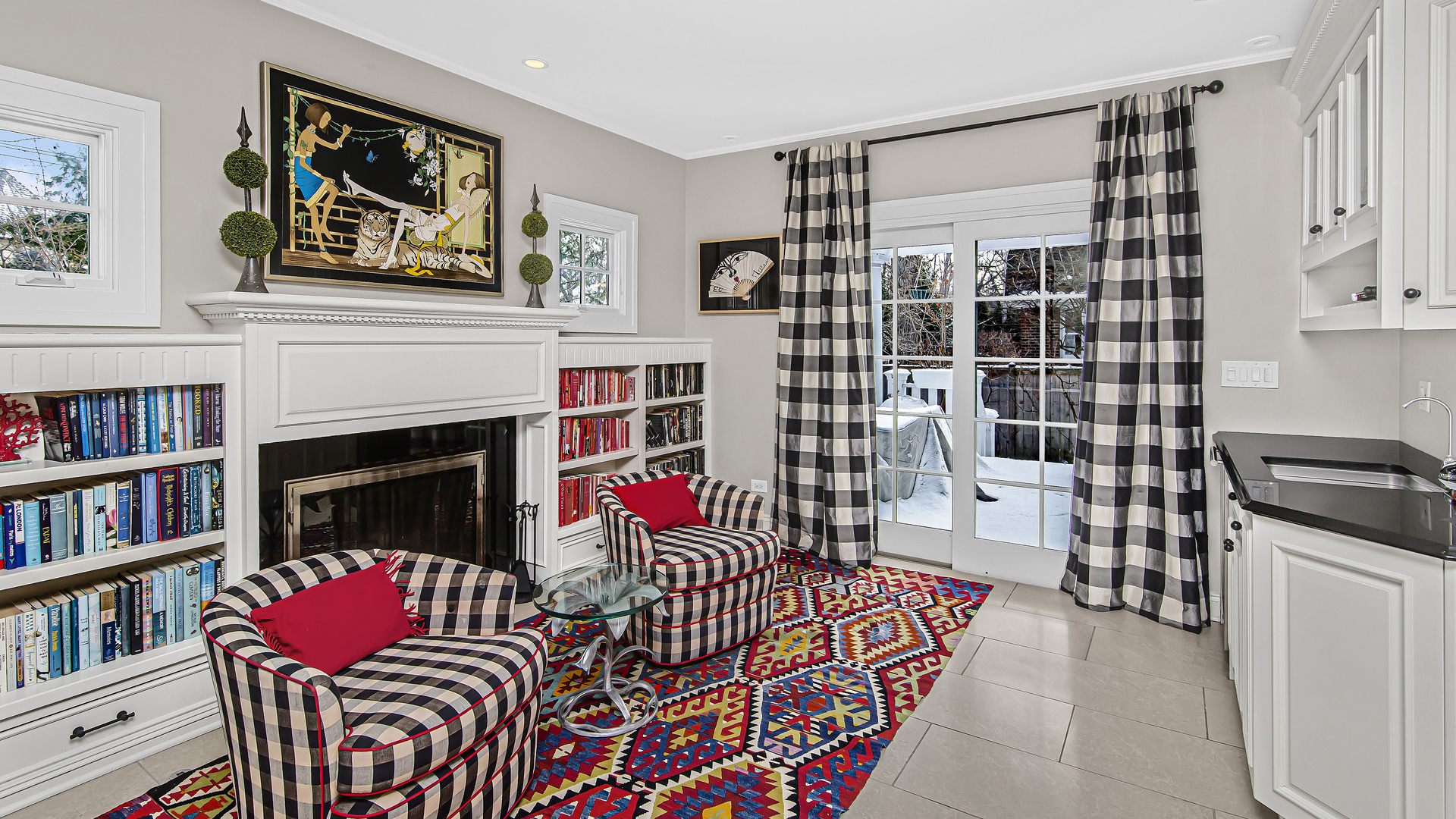 159 Fuller Lane Winnetka, IL 60093 - Photo 7 of 13 a living room with furniture cabinets and a fireplace