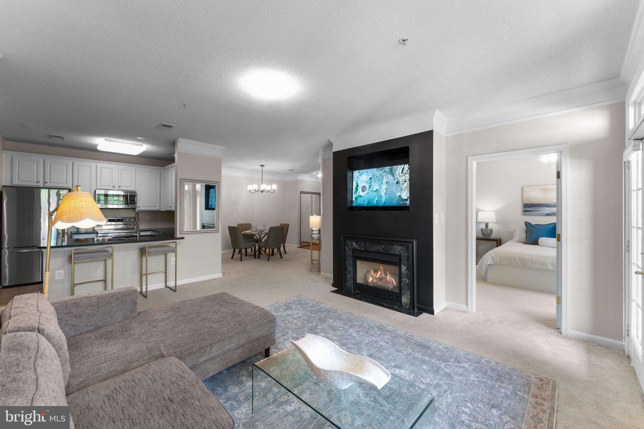 12170 Abington Hall Place, Unit 201 Reston, VA 20190 - Photo 4 of 39 a living room with furniture and a fireplace