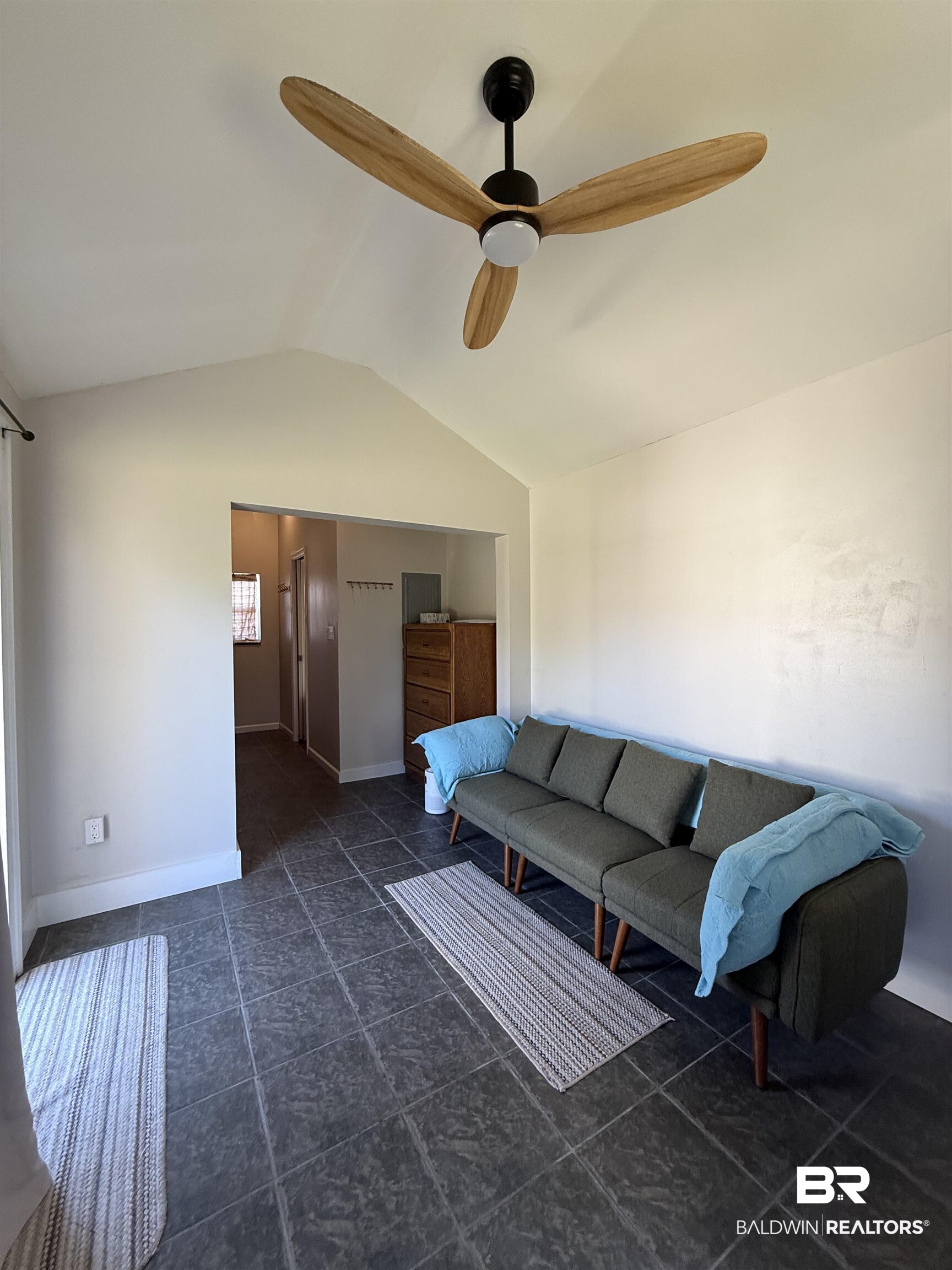 28114 Preserve Trail, Unit 190 Elberta, AL 36530 - Photo 25 of 69 Living area featuring ceiling fan and dark tile patterned floors