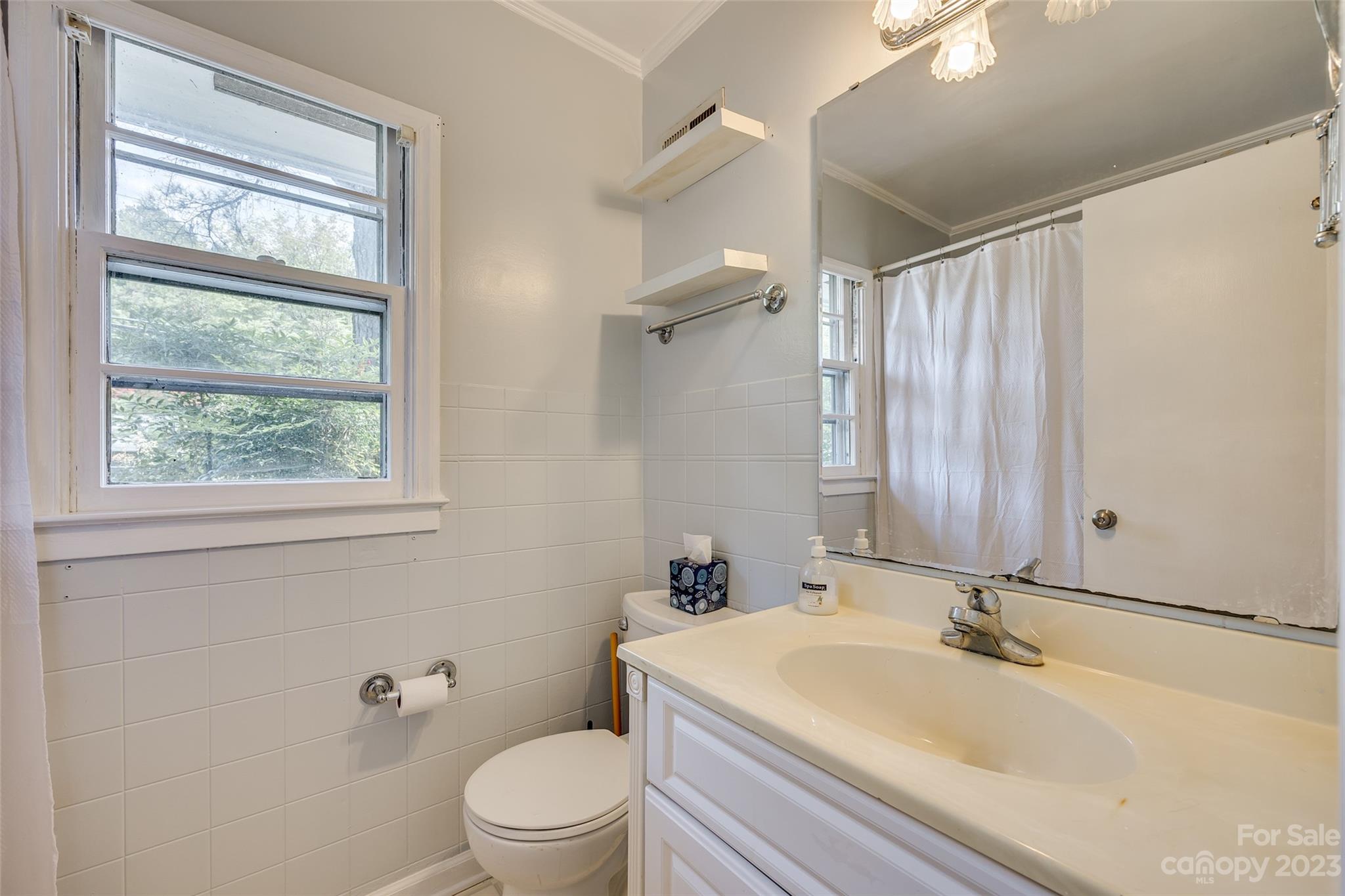 1136 East Woodlawn Road Charlotte, NC 28209 - Photo 6 of 27 a bathroom with a sink a toilet and a bathtub
