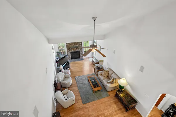 a workspace with furniture and a window