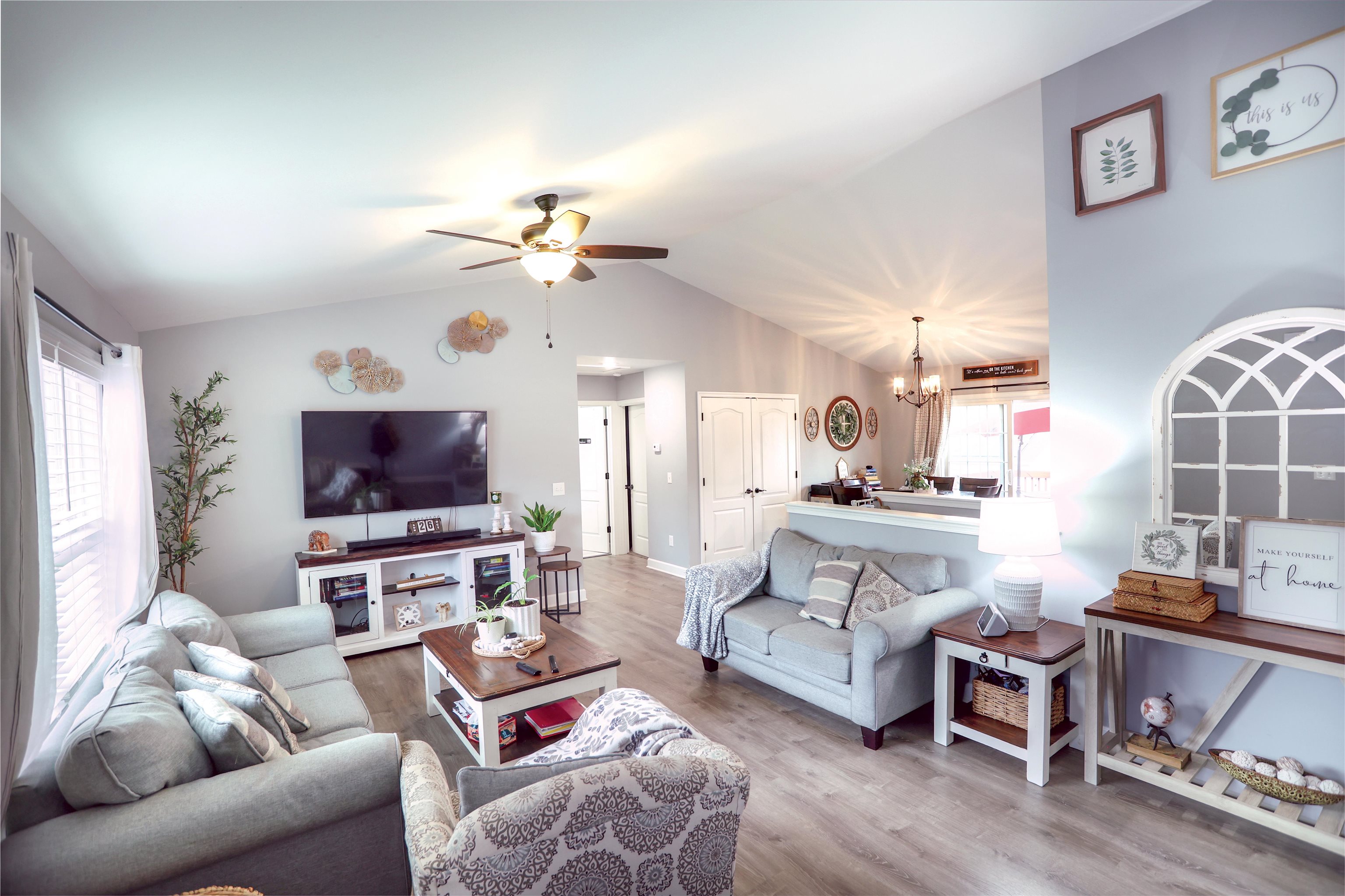 1771 Marble Ridge Drive Harrisonburg, VA 22801 - Photo 7 of 49 a living room with furniture a flat screen tv and kitchen view
