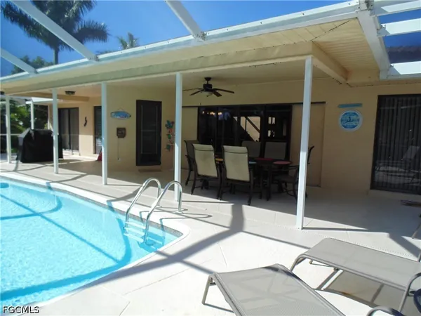 a view of a house with a patio