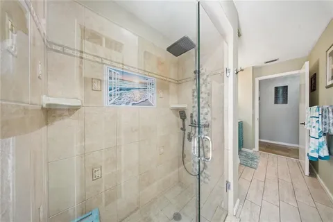 a bathroom with a shower