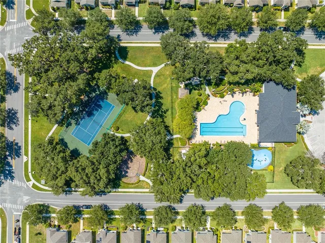 a view of a lake with a big yard