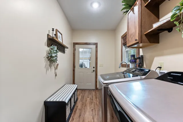 a view of a balcony with yard
