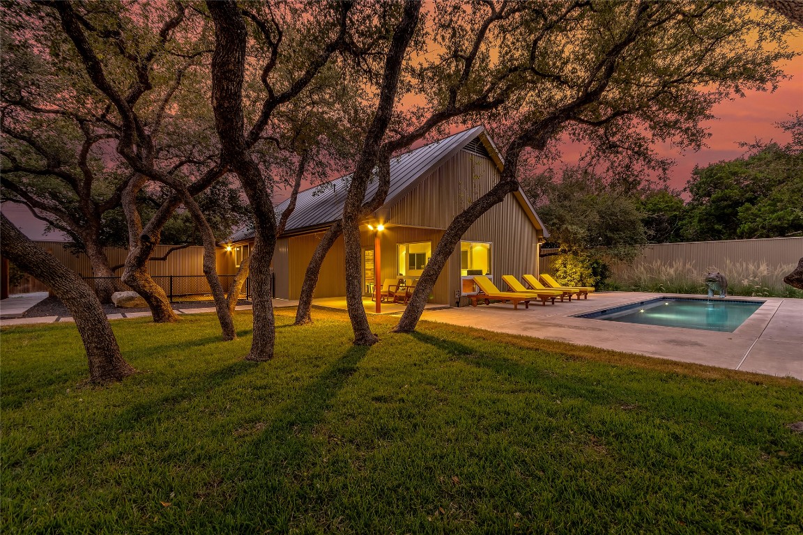 a view of backyard with green space