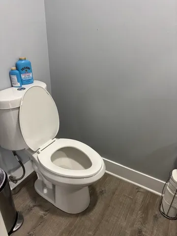 a white toilet sitting next to a bathroom sink