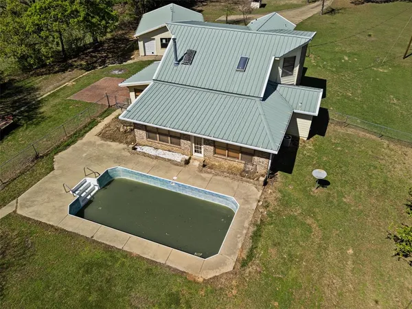 an aerial view of a house