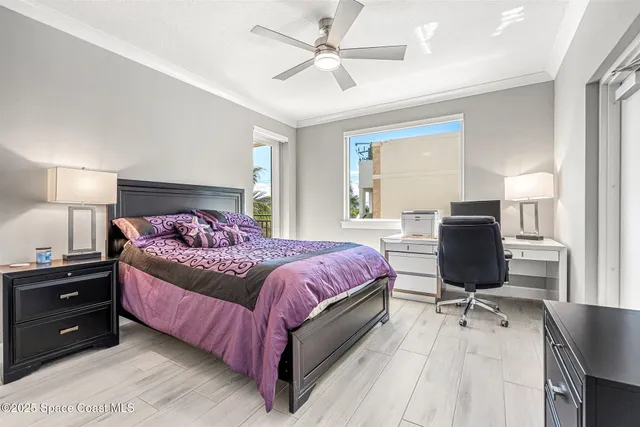 a view of a building from a balcony