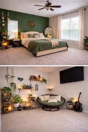 a bedroom with furniture and a flat screen tv