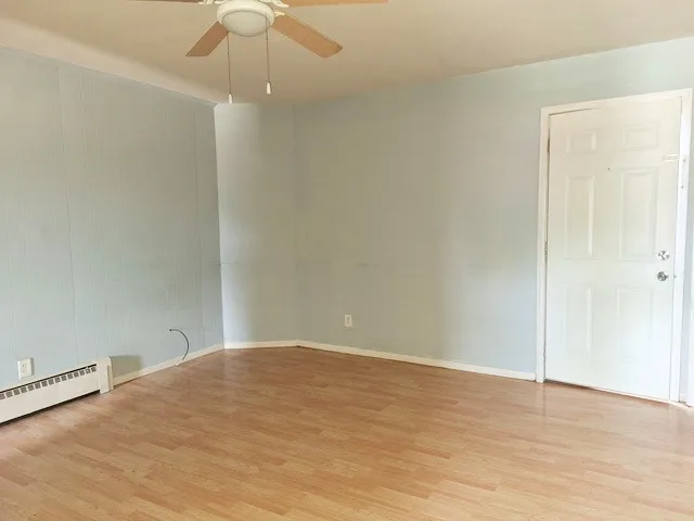 an empty room with windows