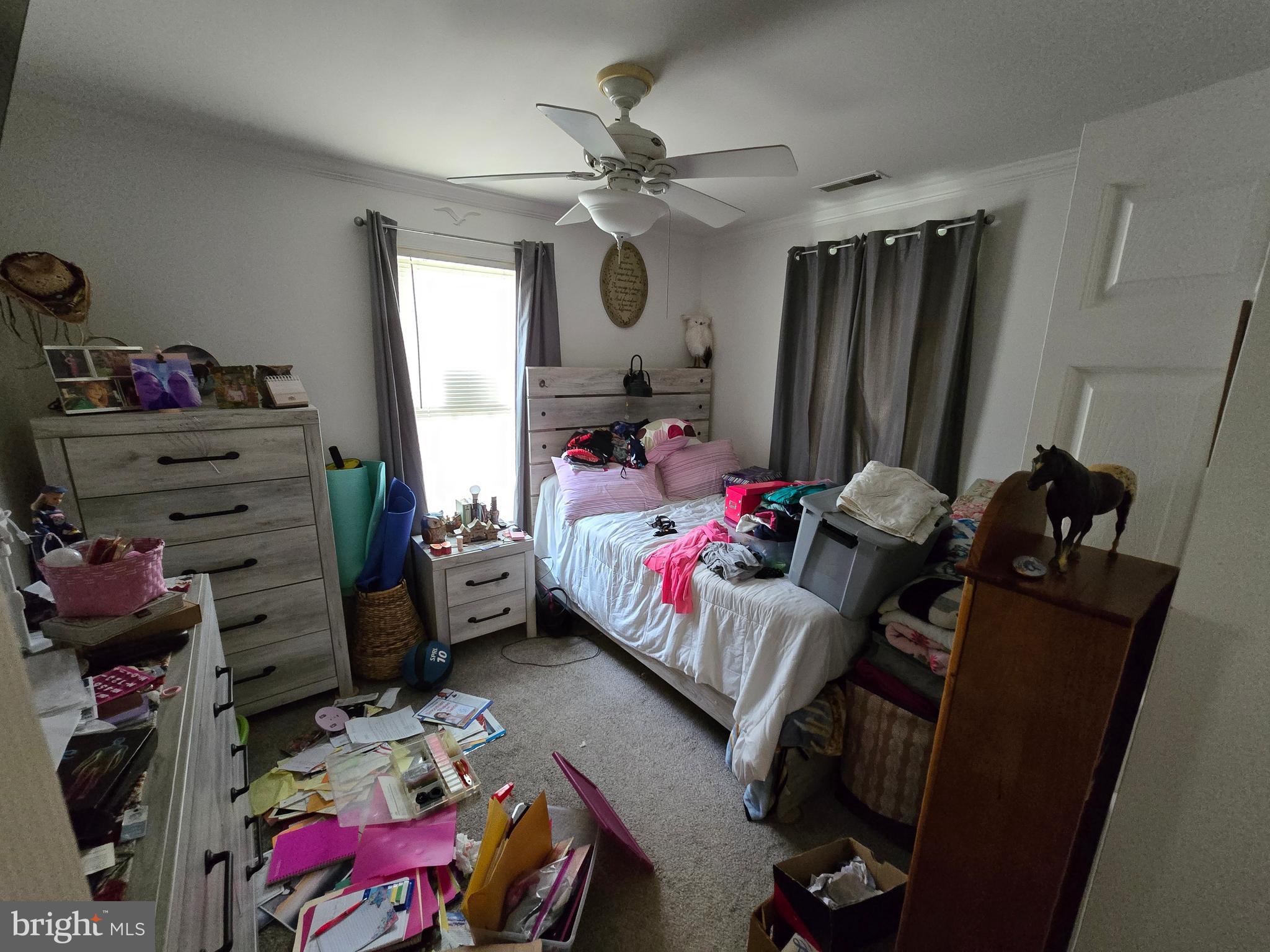 3592 Freedomtown Road Crisfield, MD 21817 - Photo 14 of 22 a bedroom with a bed and a chandelier