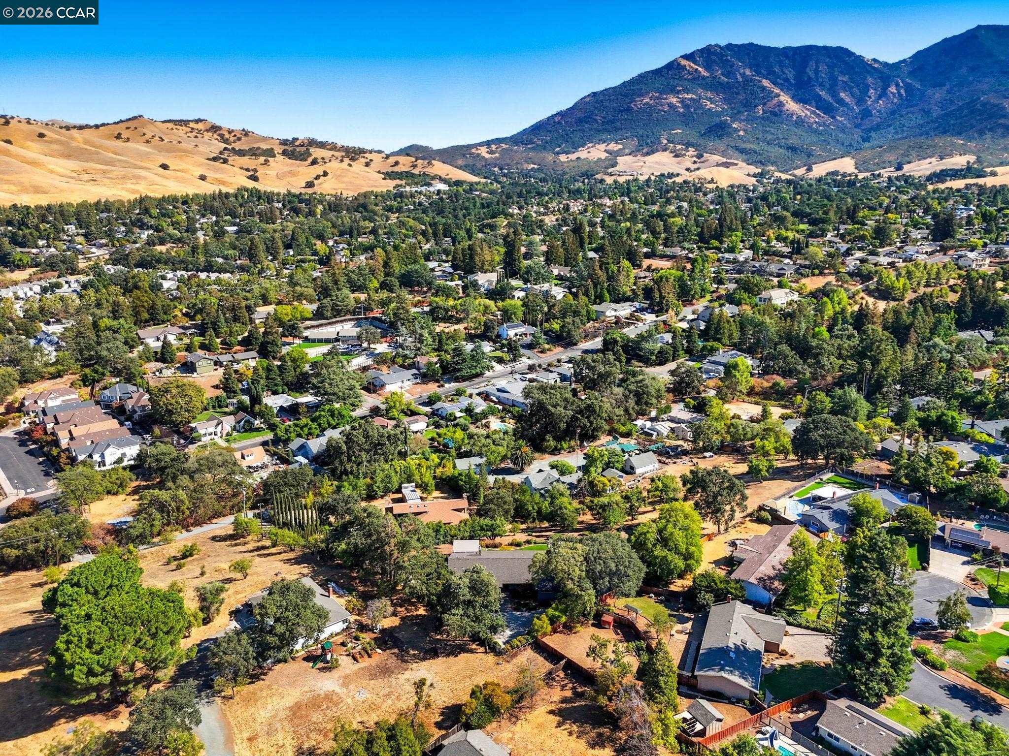 5900 High Street Clayton, CA 94517 - Photo 44 of 46 an aerial view of residential houses with outdoor space and trees
