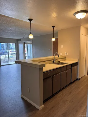 a living room with large window