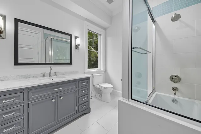 an aerial view of residential building with beach