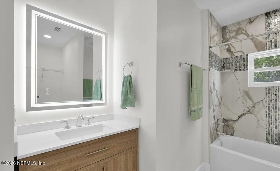 159 Mays Cove Road East Palatka, FL 32131 - Photo 42 of 49 a bathroom with a granite countertop sink and a mirror