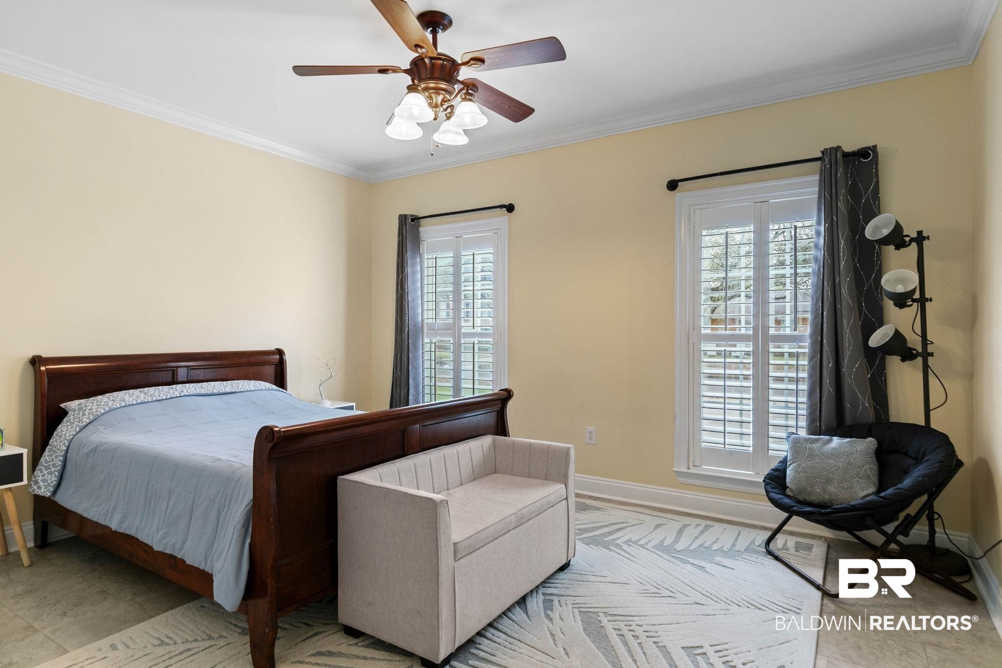 3668 Claridge Road North Mobile, AL 36608 - Photo 61 of 100 Bedroom featuring ornamental molding, multiple windows, and ceiling fan