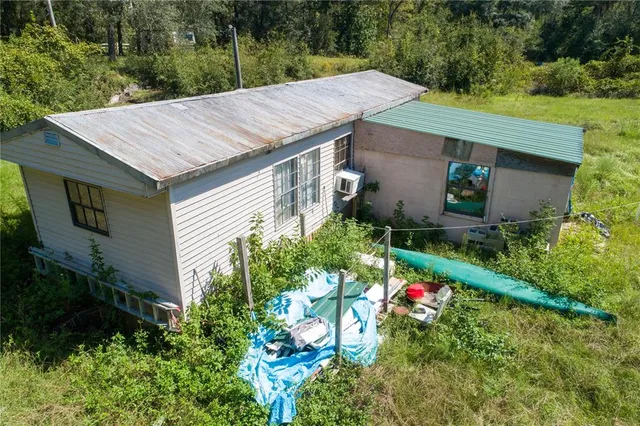 a view of a big yard with a large tree