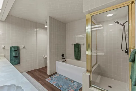 a bathroom with a shower