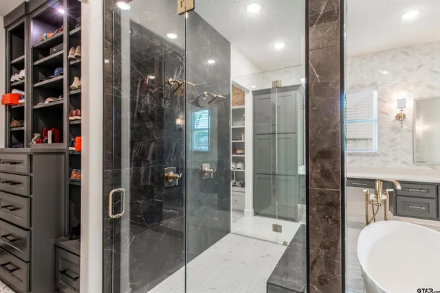 a bathroom with a shower