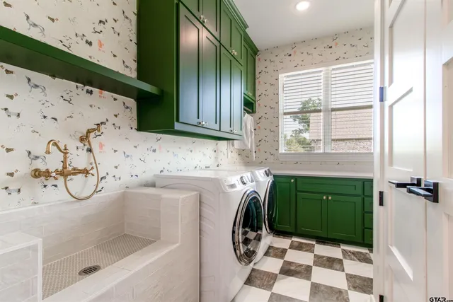 a bathroom with a sink and a shower