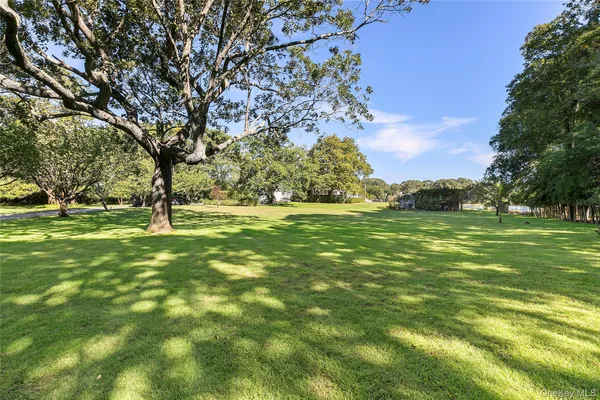 a view of outdoor space with green field and trees all around