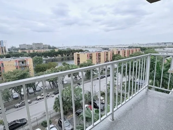 a view of city from a balcony
