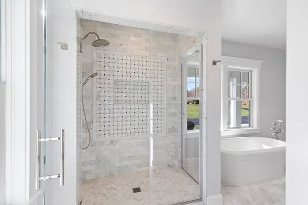 a bathroom with a shower