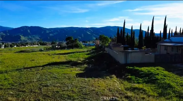 a view of a lush green field with mountains in the background