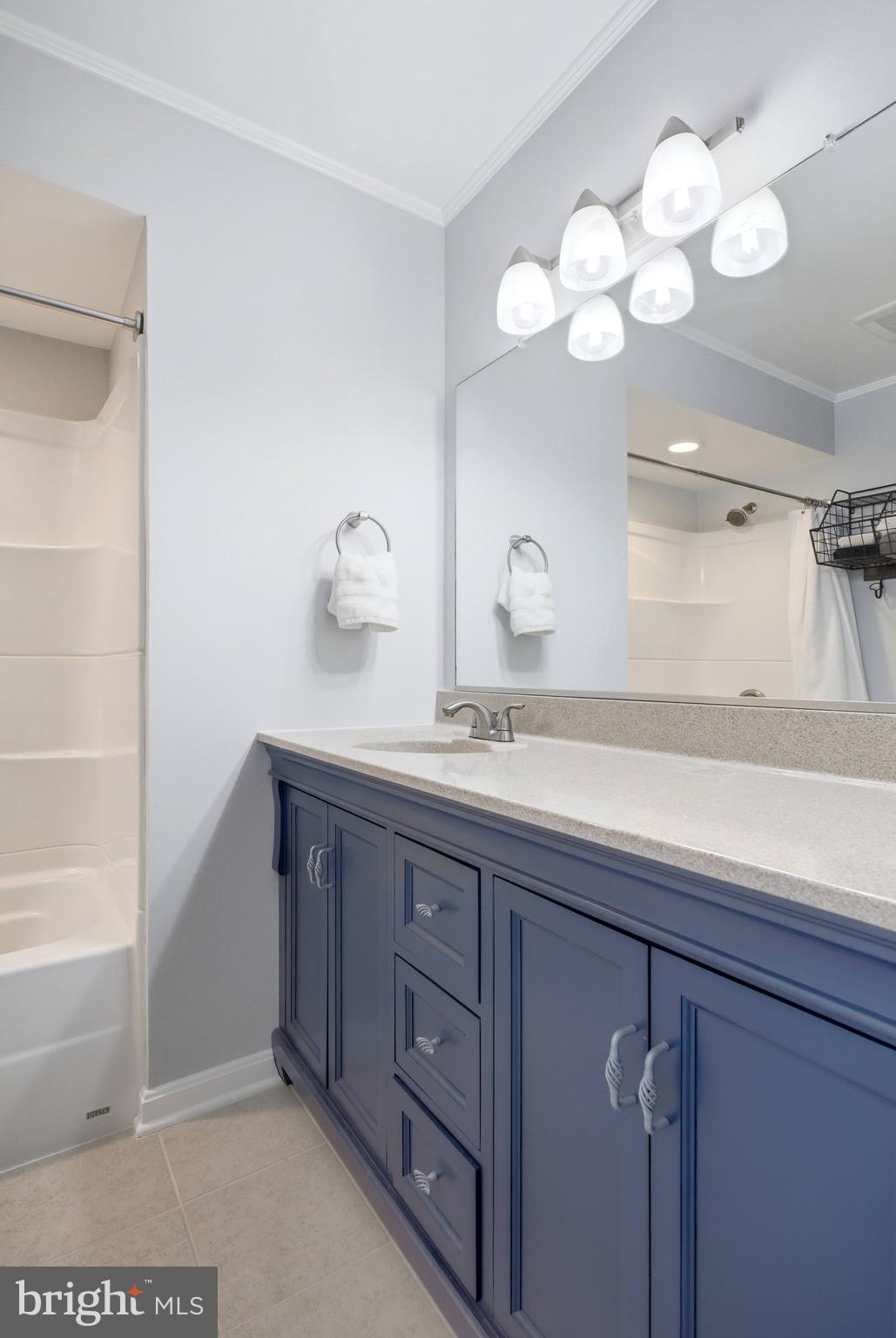 7400 Dorothy Court Springfield, VA 22153 - Photo 23 of 54 a bathroom with a sink a large mirror and vanity