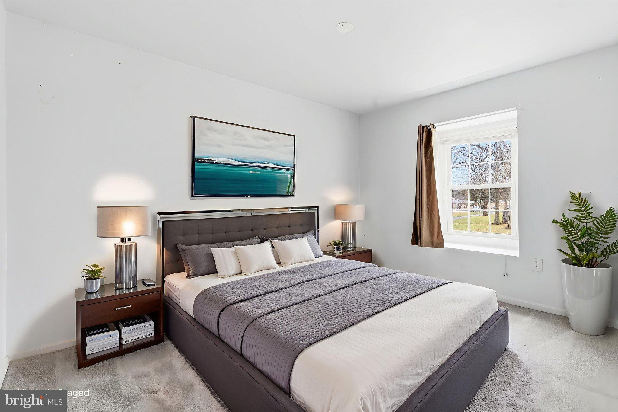 11072 Berrypick Lane Columbia, MD 21044 - Photo 18 of 35 a bedroom with a large bed and a potted plant