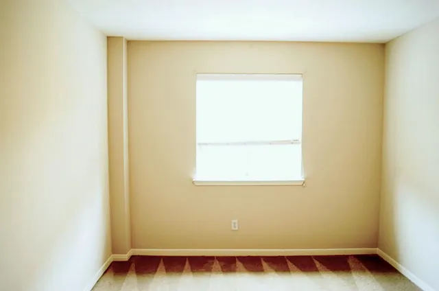 a view of a small space with a window