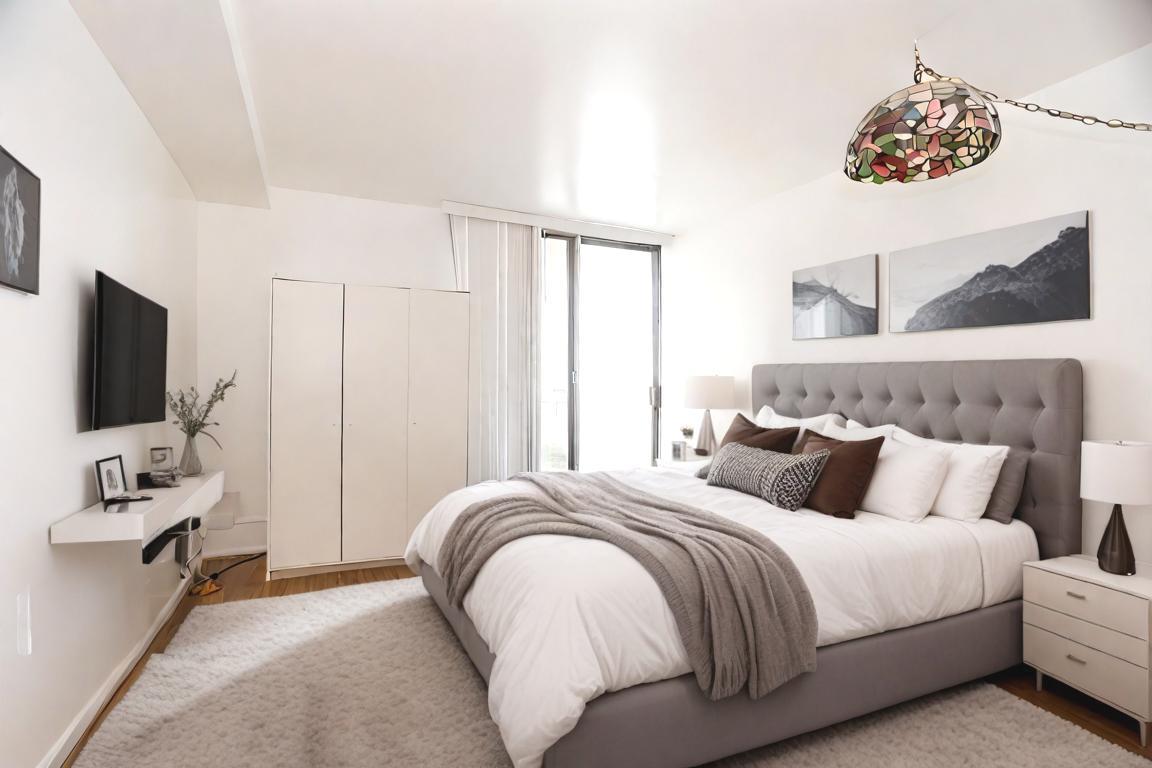 6007 North Sheridan Road, Unit 12D Chicago, IL 60660 - Photo 8 of 13 a bedroom with a bed and a flat screen tv