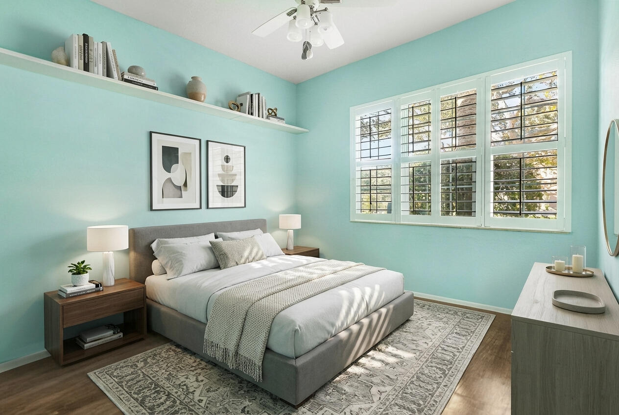 104 Via Azurra Jupiter, FL 33458 - Photo 37 of 41 a bedroom with a large bed and a window