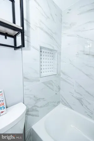 a bathroom with a toilet and a bathtub