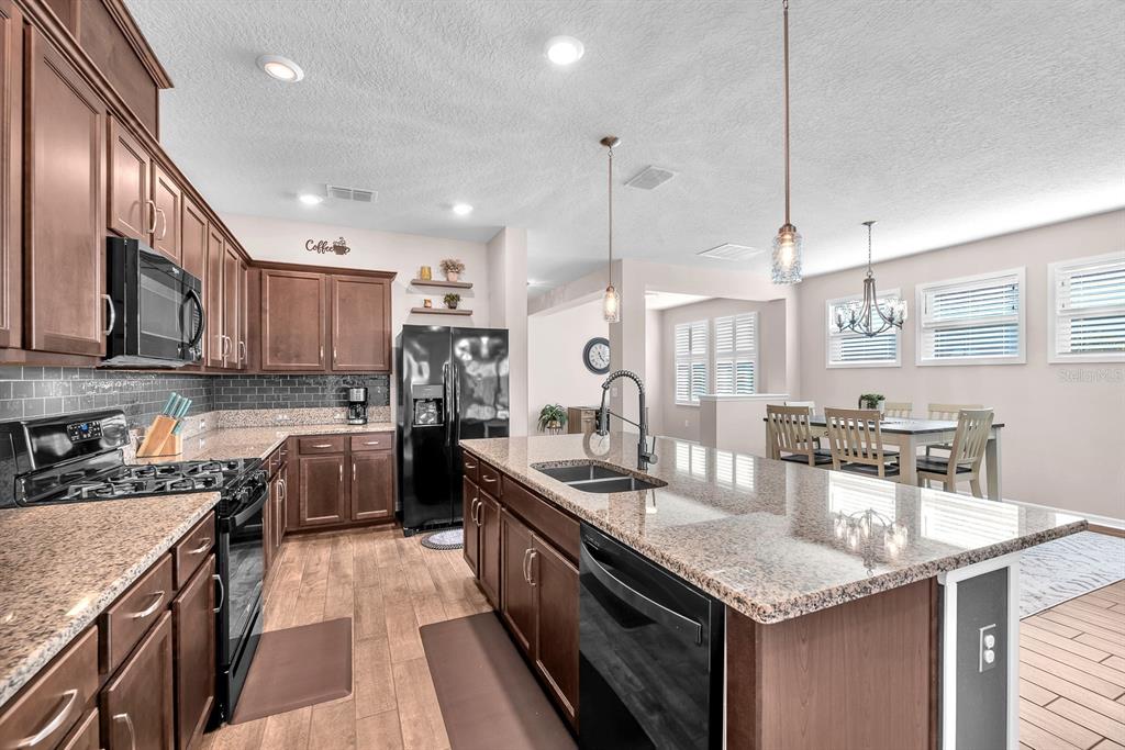 6230 Plover Meadow Street Lithia, FL 33547 - Photo 15 of 50 a kitchen with granite countertop stainless steel appliances and wooden floor