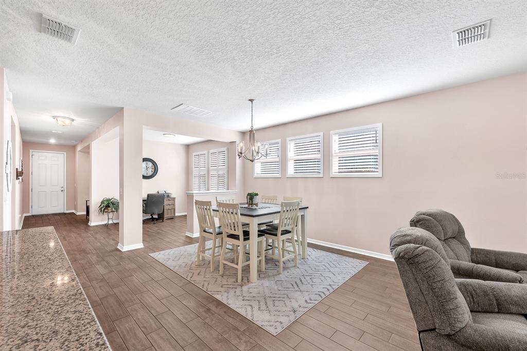 6230 Plover Meadow Street Lithia, FL 33547 - Photo 16 of 50 a dining room with furniture a rug and wooden floor